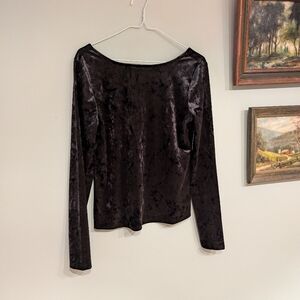 NEW Gap Women's Medium Gray Brown Crushed Velvet Long Sleeve Top Low Back 45